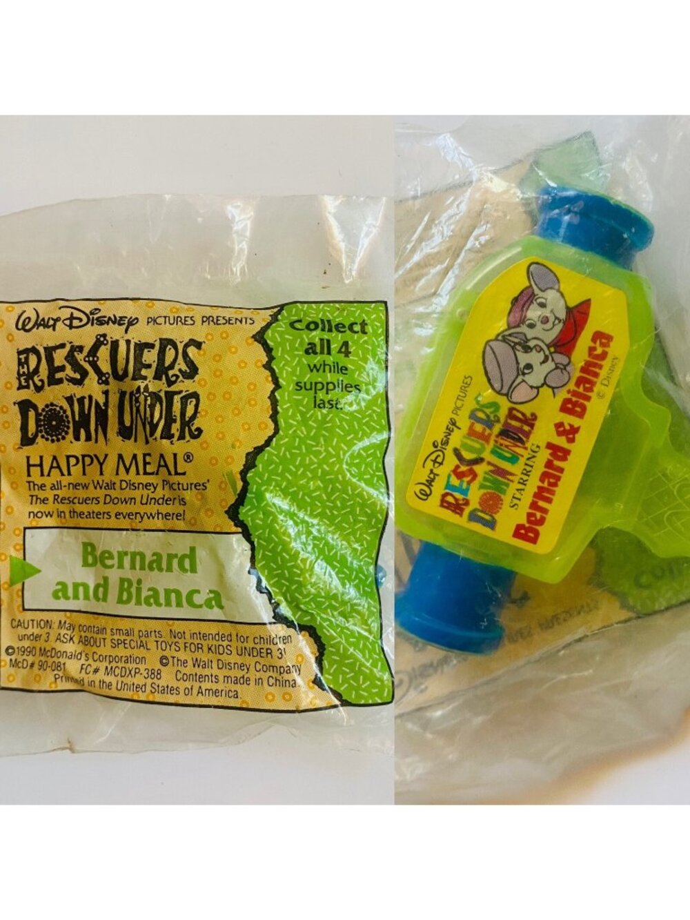 The Rescuers Down Under Happy Meal Toy Bernard & Bianca McDonalds 1990